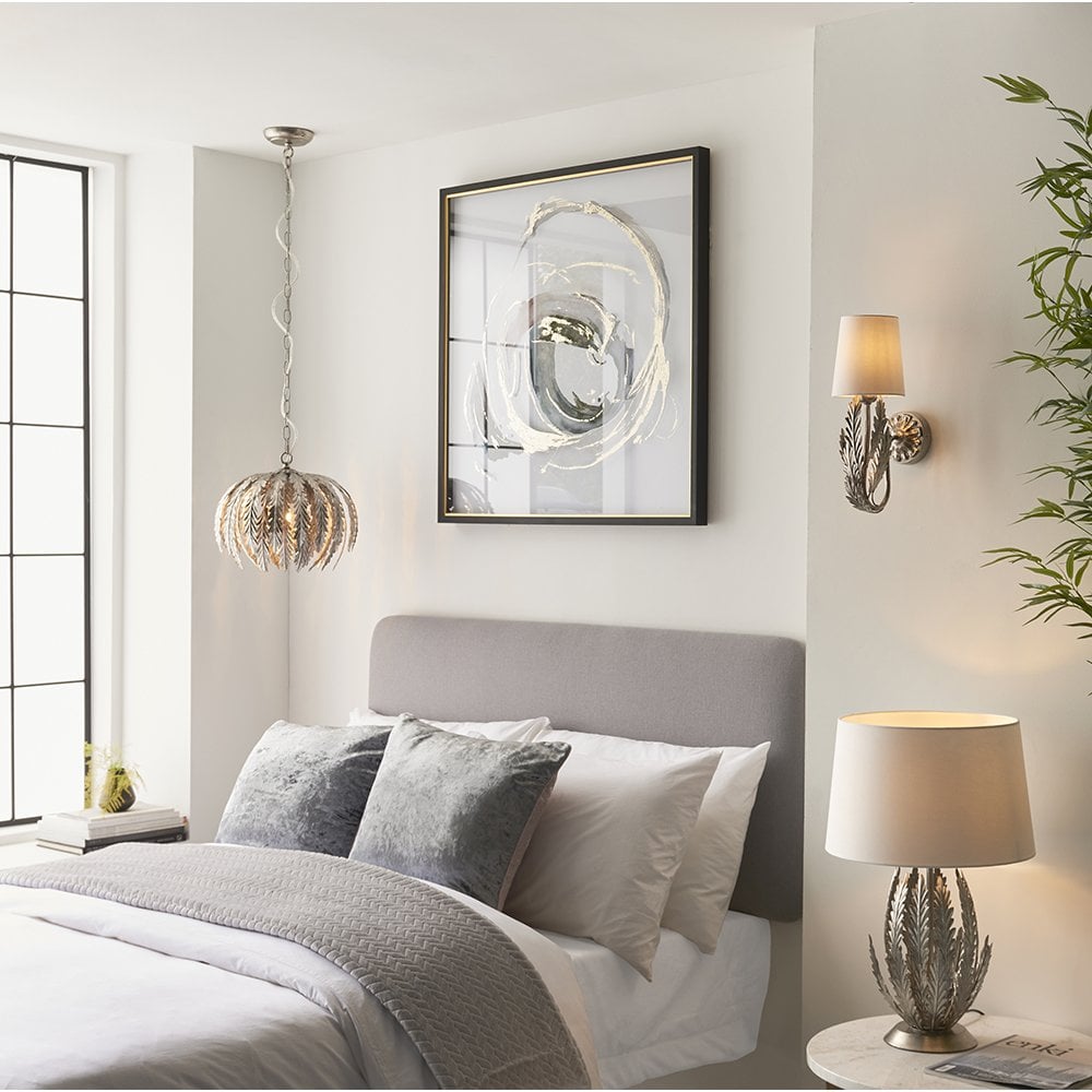 Delphine Floral Table Lamp in Silver
