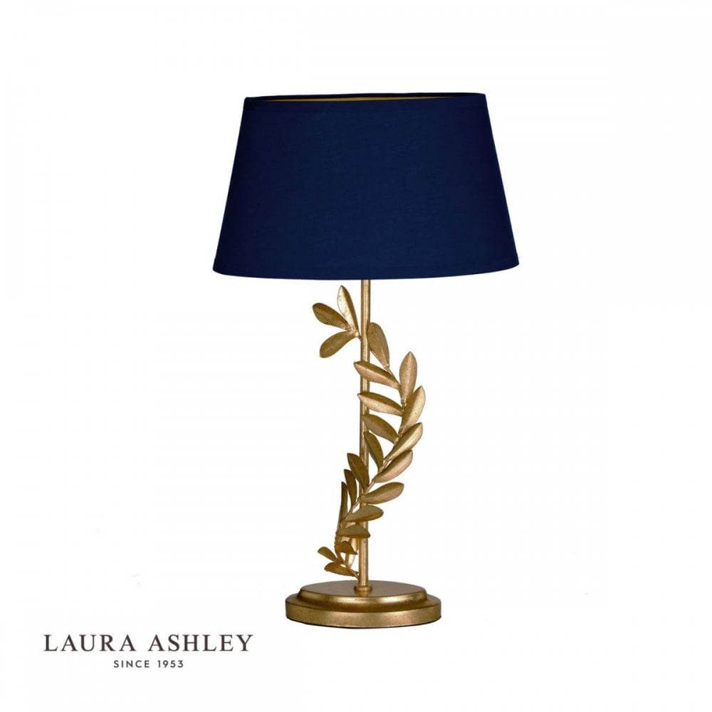Archer Gold Leaf Table Lamp C/W Navy Blue Shade