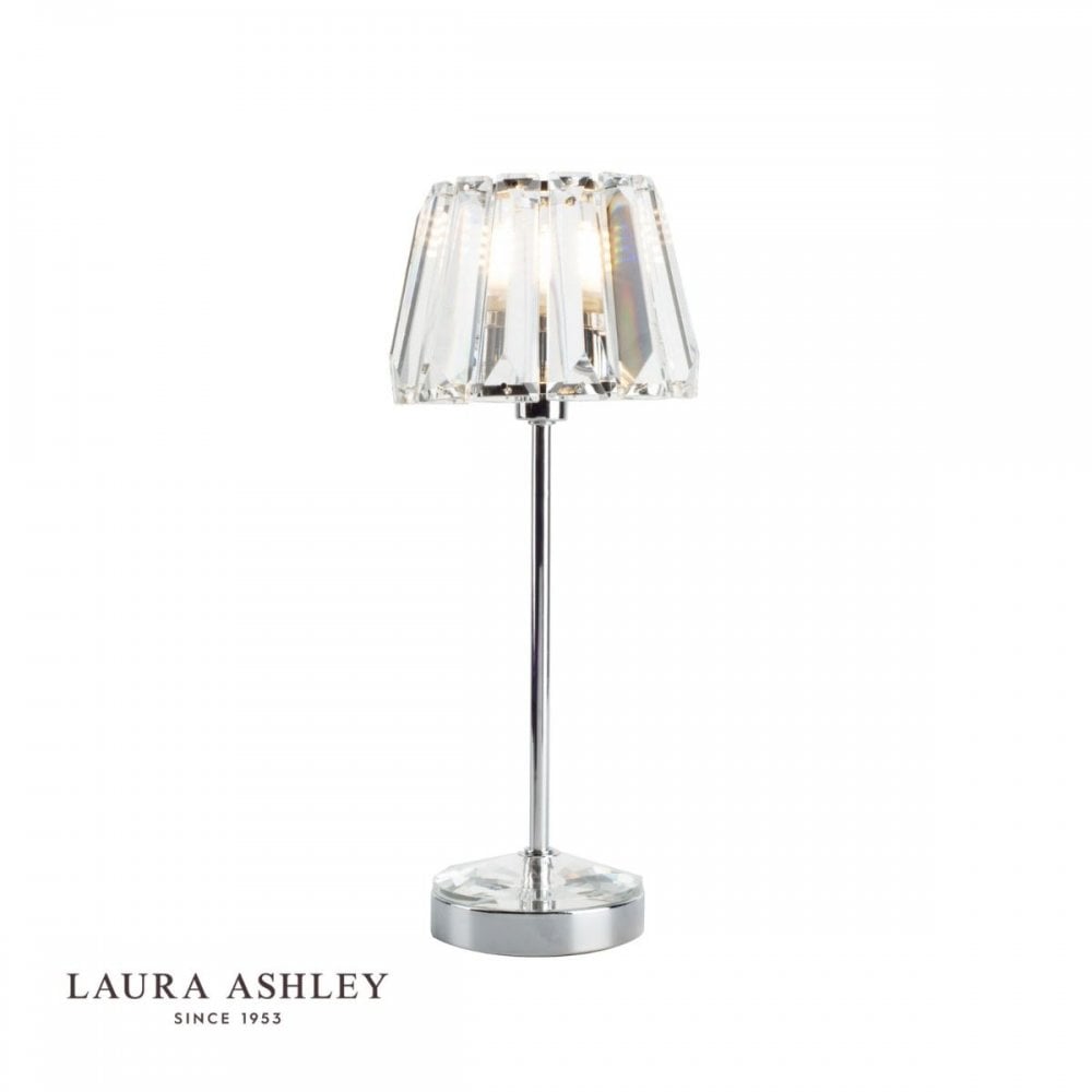 Capri Small Polished Chrome Table Lamp with Crystal Glass Shade