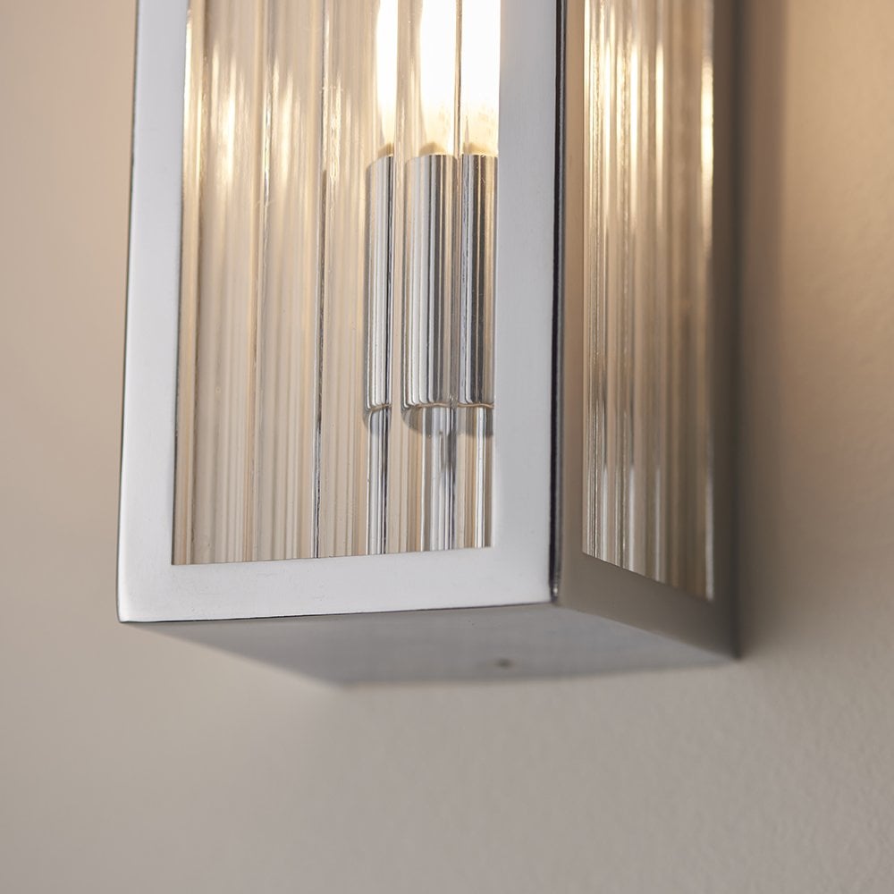 Newham 2Lt Wall Light in Chrome with Ribbed Glass