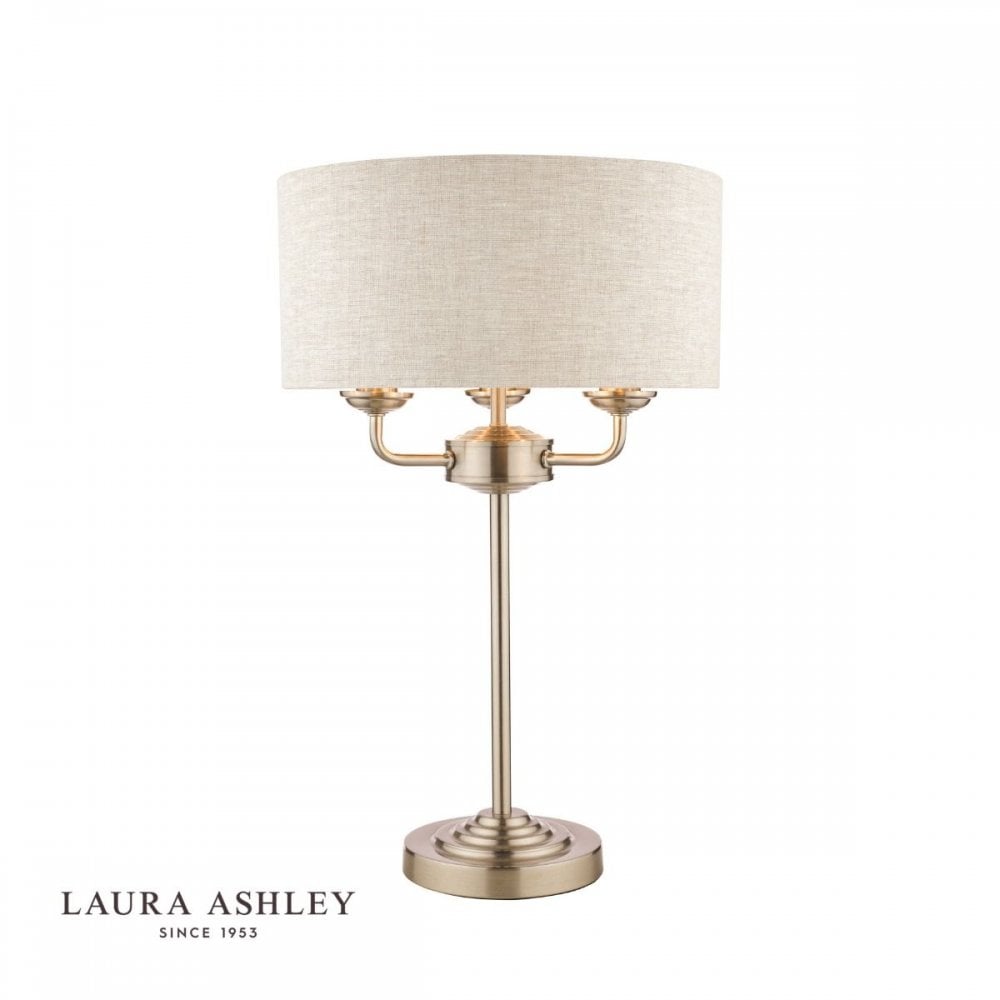Sorrento Brushed Chrome Table Lamp C/W Natural Shade with Silver Inner