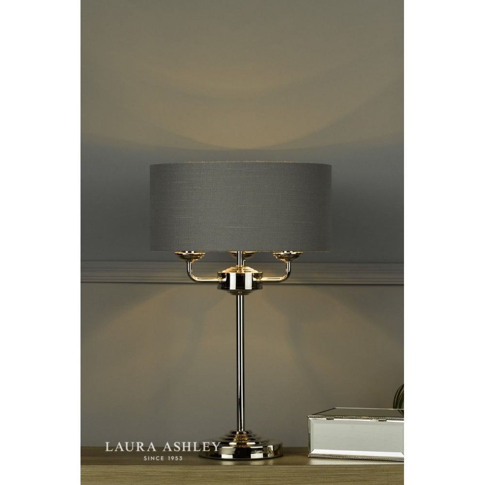 Sorrento Polished Nickel Table Lamp C/W Charcoal Shade with Silver Inner