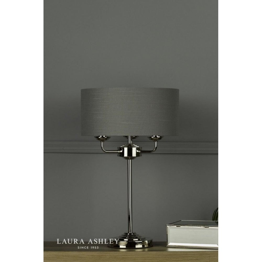 Sorrento Polished Nickel Table Lamp C/W Charcoal Shade with Silver Inner
