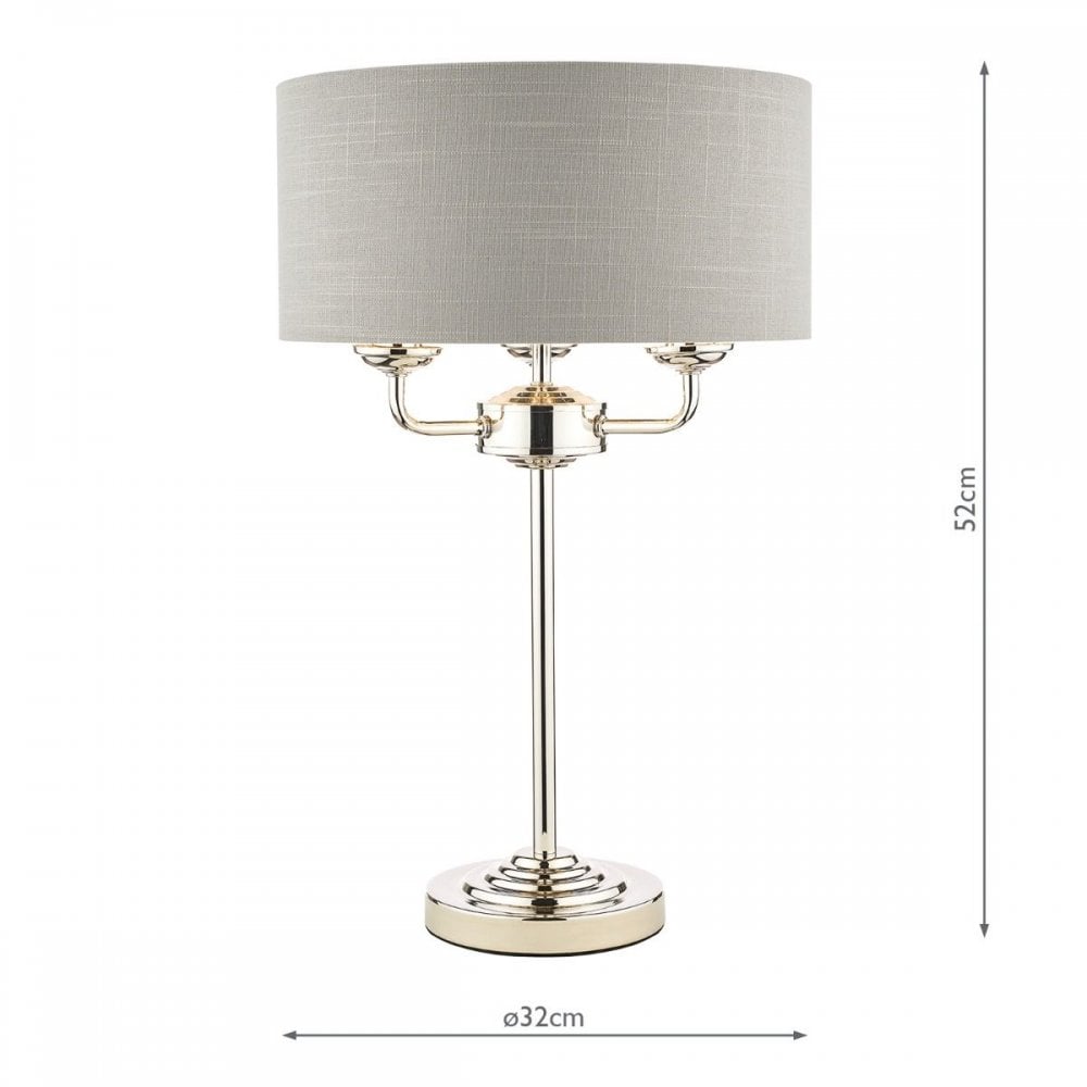Sorrento Polished Nickel Table Lamp C/W Silver Shade with Silver Inner