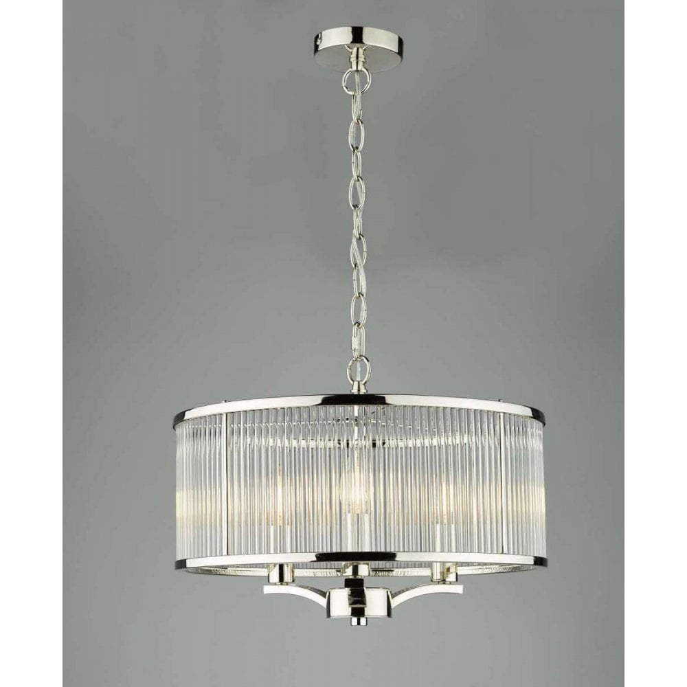 Eveyln 3 Light Polished Nickel Pendant