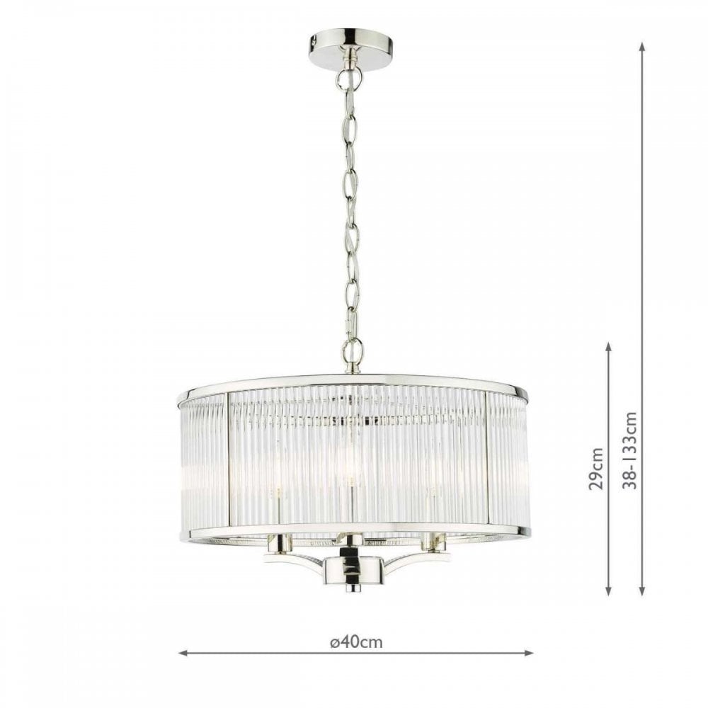Eveyln 3 Light Polished Nickel Pendant