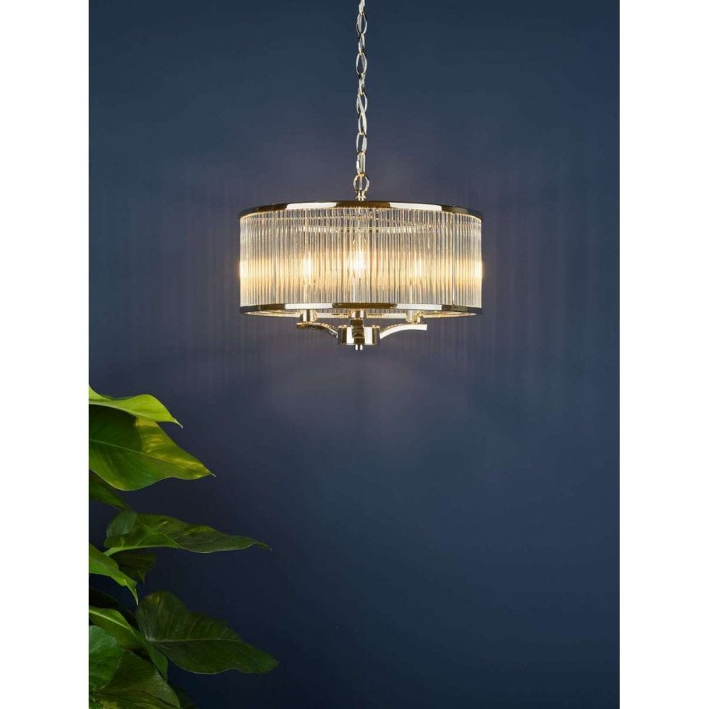 Eveyln 3 Light Polished Nickel Pendant