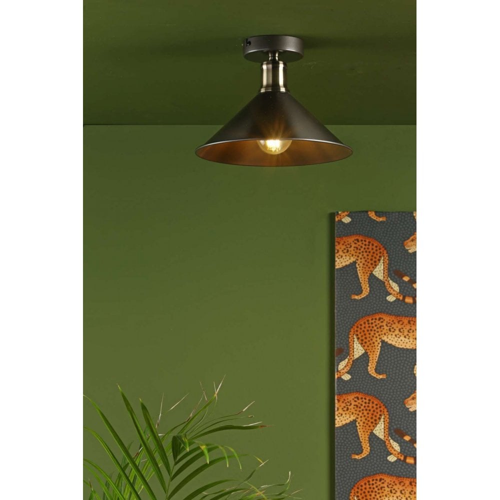 Jalen Flush Light in Antique Brass & Graphite