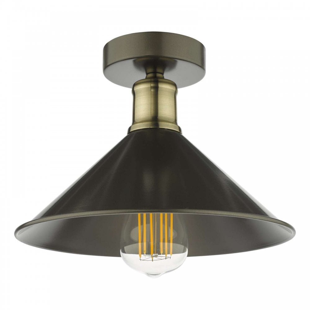 Jalen Flush Light in Antique Brass & Graphite