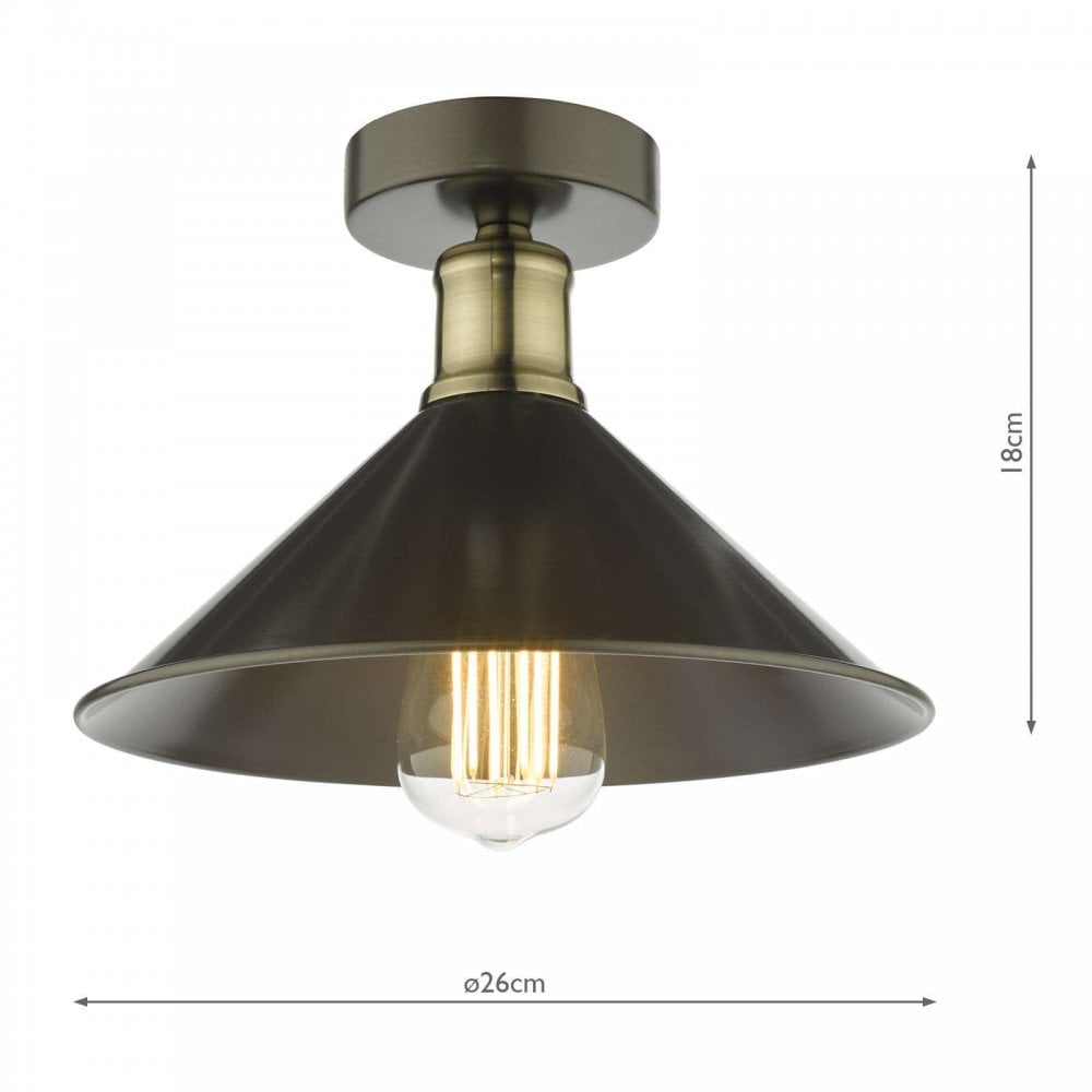 Jalen Flush Light in Antique Brass & Graphite