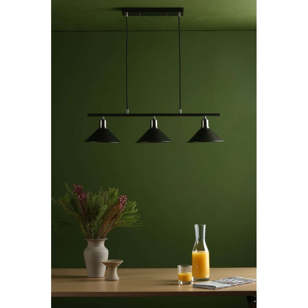 Jalen 3 Light Bar Pendant in Antique Brass & Graphite