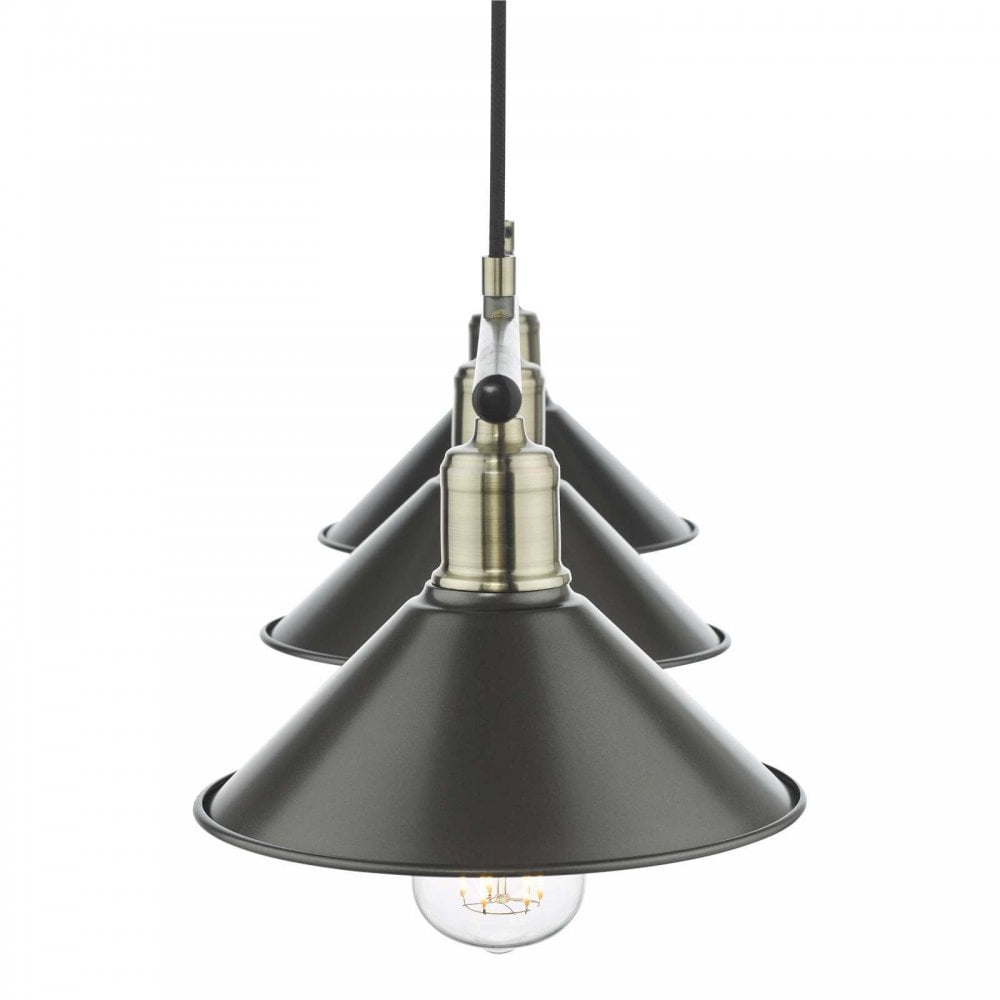 Jalen 3 Light Bar Pendant in Antique Brass & Graphite