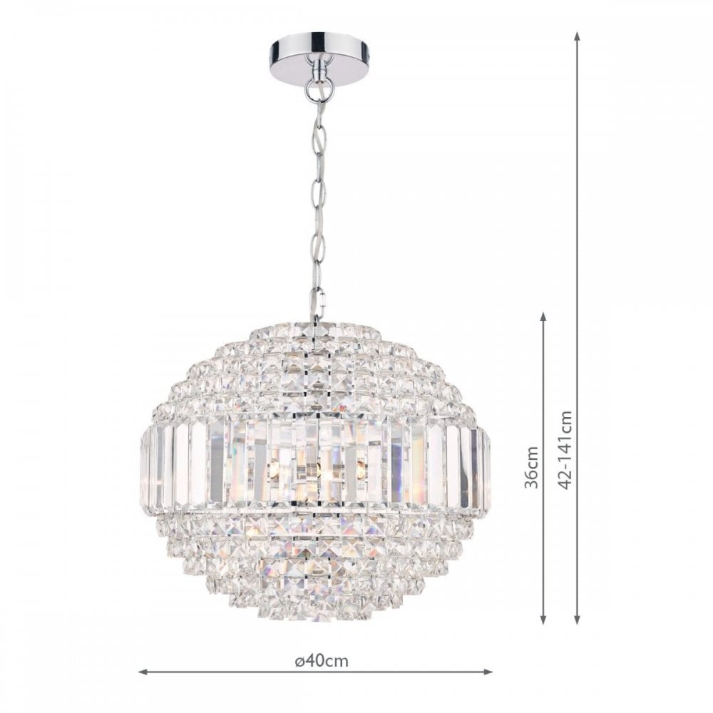 Vienna 5 Light Crystal Chandelier in Polished Chrome