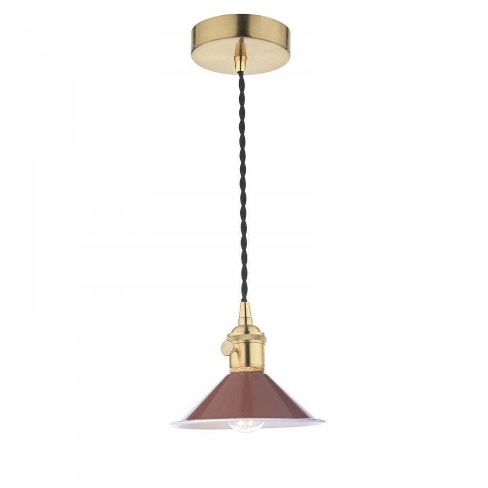 Hadano Natural Brass Pendant C/W Umber Shade