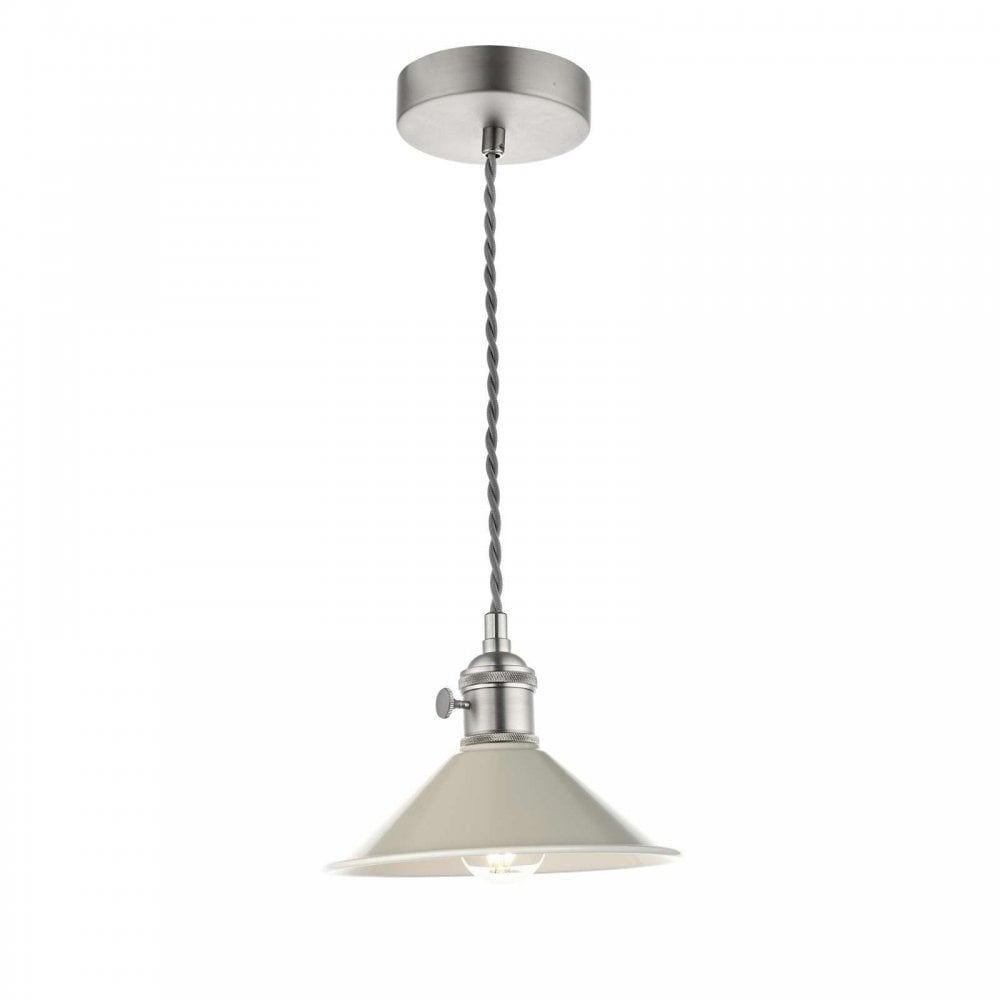 Hadano Antique Chrome Pendant C/W Cashmere Shade