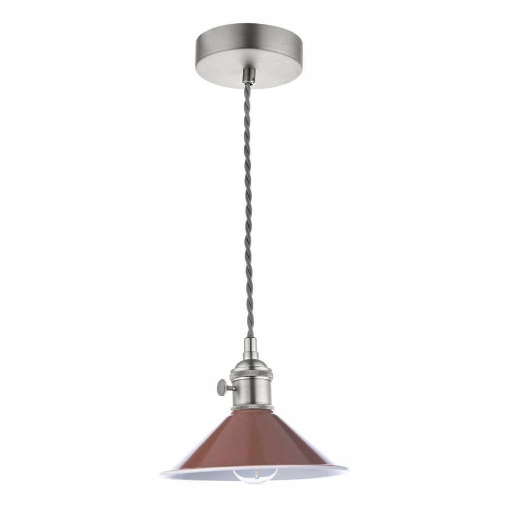 Hadano Antique Chrome Pendant C/W Umber Shade