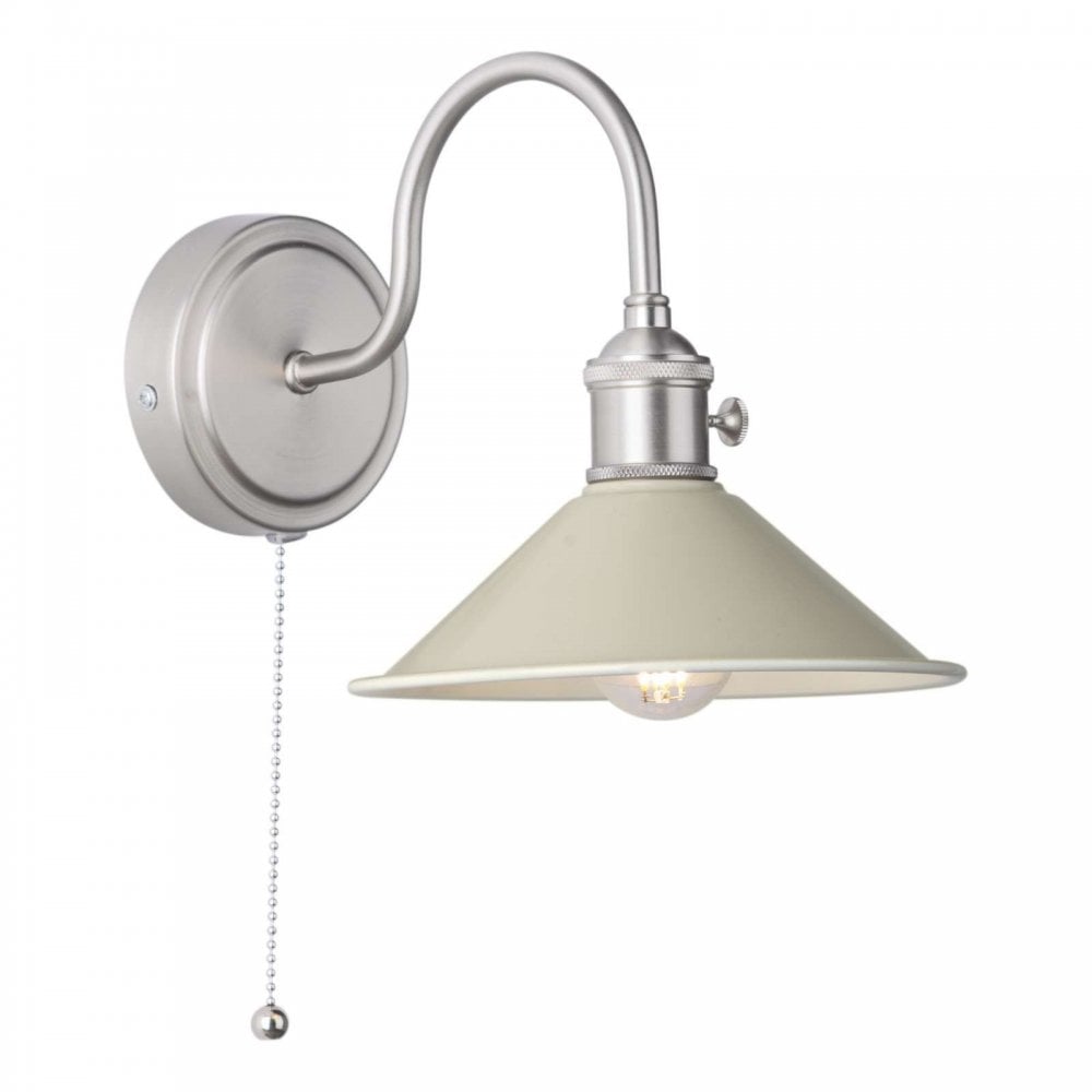 Hadano Antique Chrome Wall Light C/W Cashmere Shade