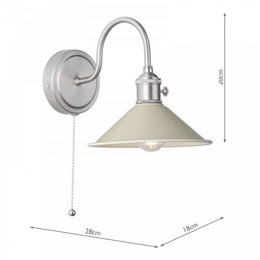 Hadano Antique Chrome Wall Light C/W Cashmere Shade