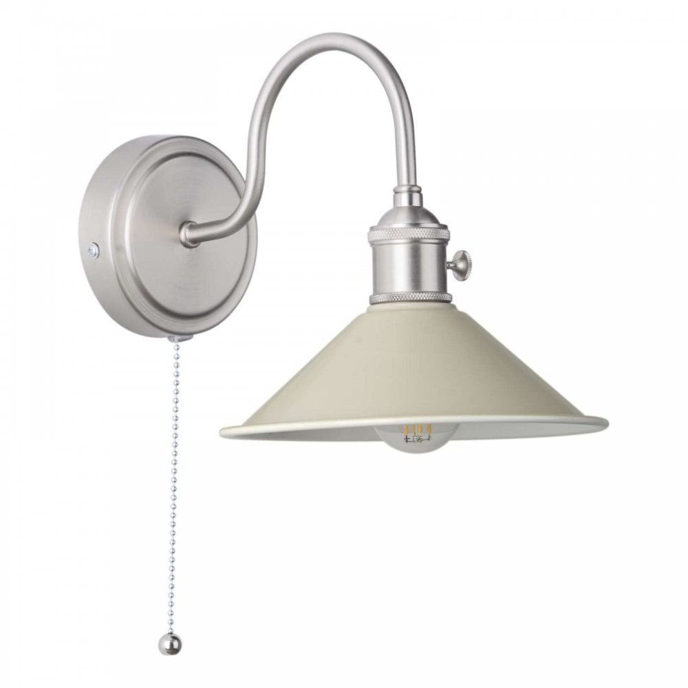 Hadano Antique Chrome Wall Light C/W Cashmere Shade