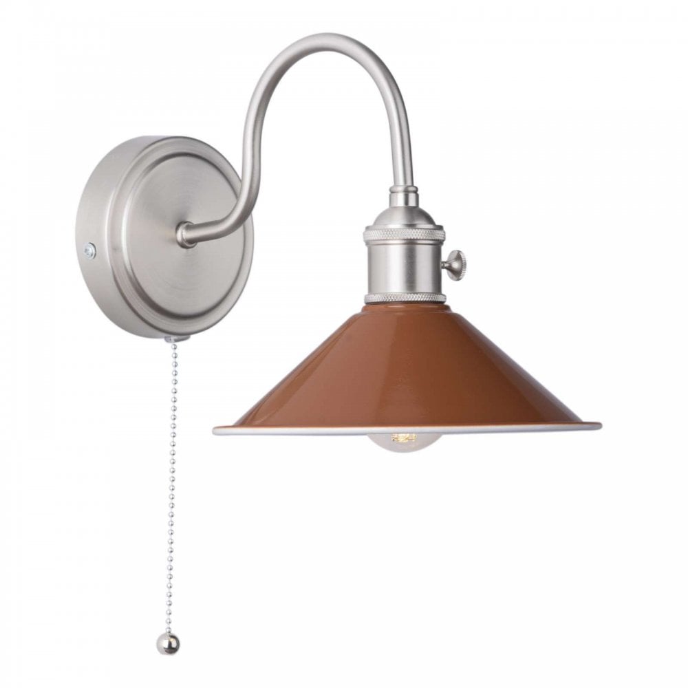 Hadano Antique Chrome Wall Light Umber Shade