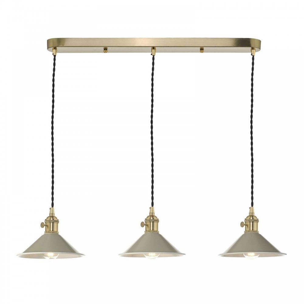 Hadano 3 Light Bar Natural Brass Fitting C/W Cashmere Shade