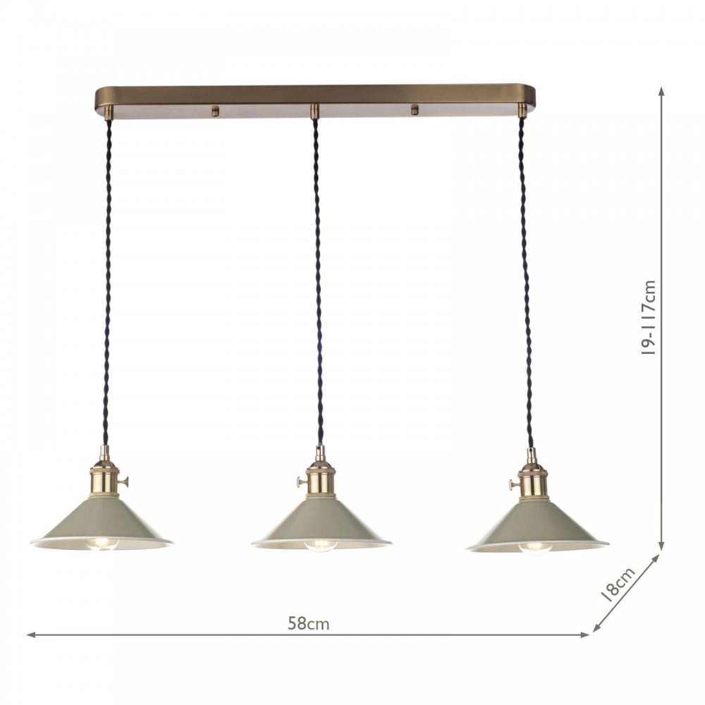 Hadano 3 Light Bar Natural Brass Fitting C/W Cashmere Shade