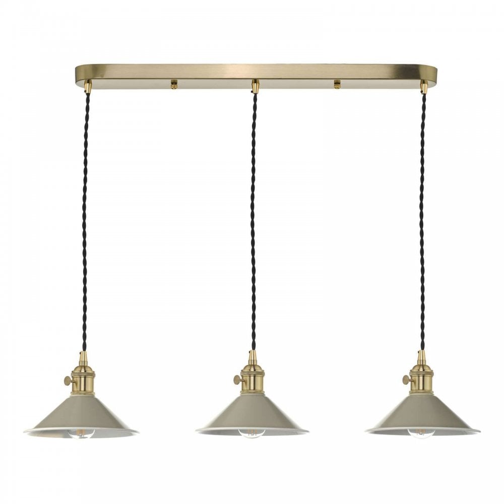 Hadano 3 Light Bar Natural Brass Fitting C/W Cashmere Shade