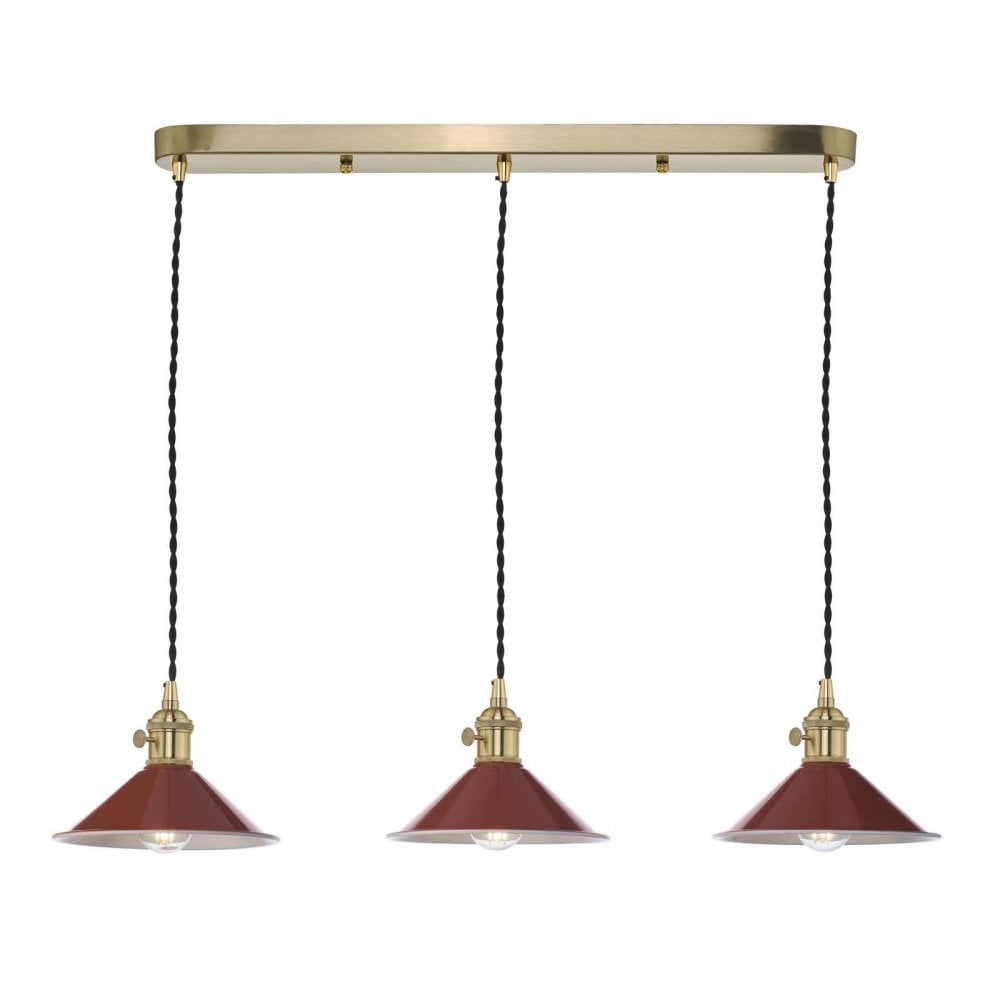 Hadano 3 Light Bar Natural Brass Fitting Umber Shade