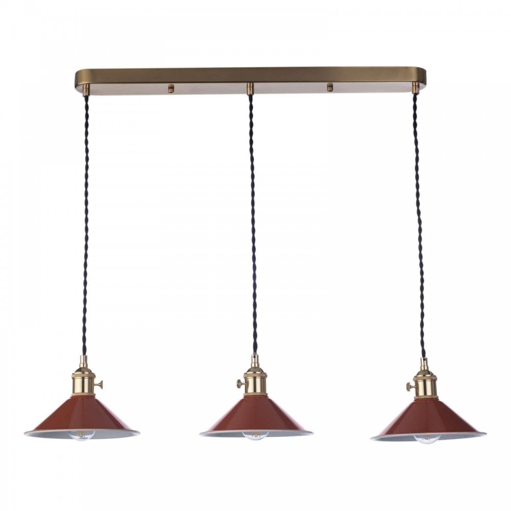 Hadano 3 Light Bar Natural Brass Fitting Umber Shade