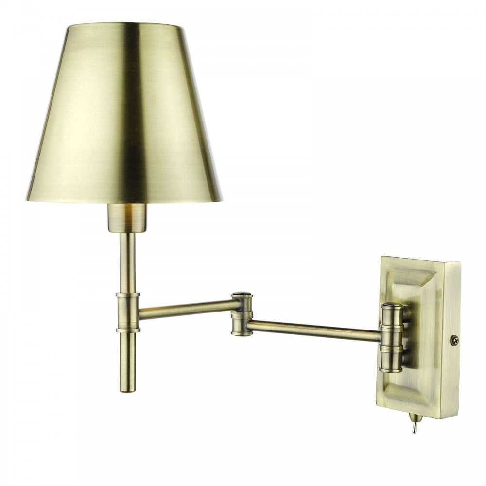 Kensington Antique Brass Swing Arm Wall Light