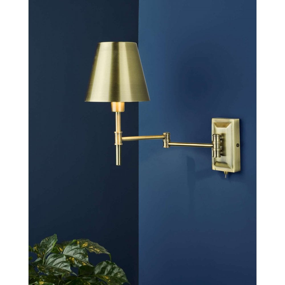 Kensington Antique Brass Swing Arm Wall Light