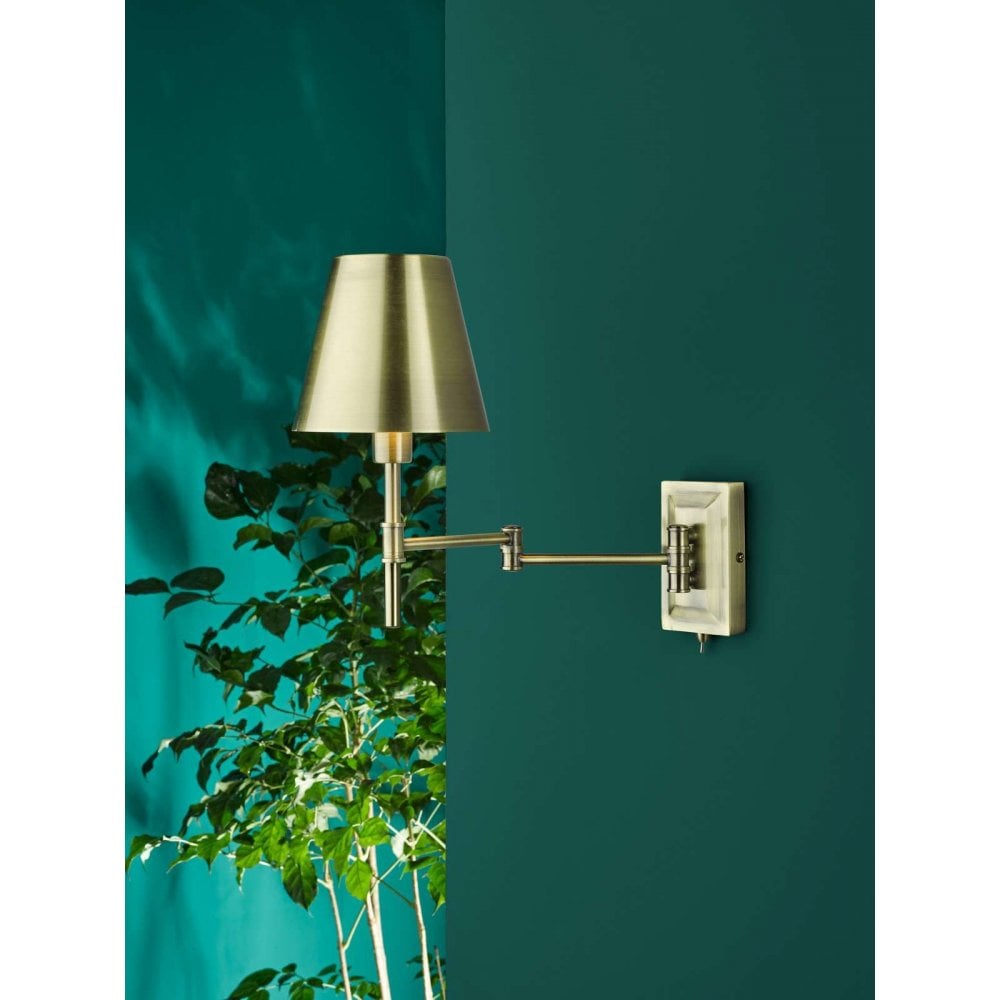 Kensington Antique Brass Swing Arm Wall Light