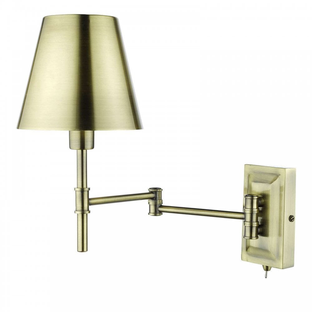 Kensington Antique Brass Swing Arm Wall Light