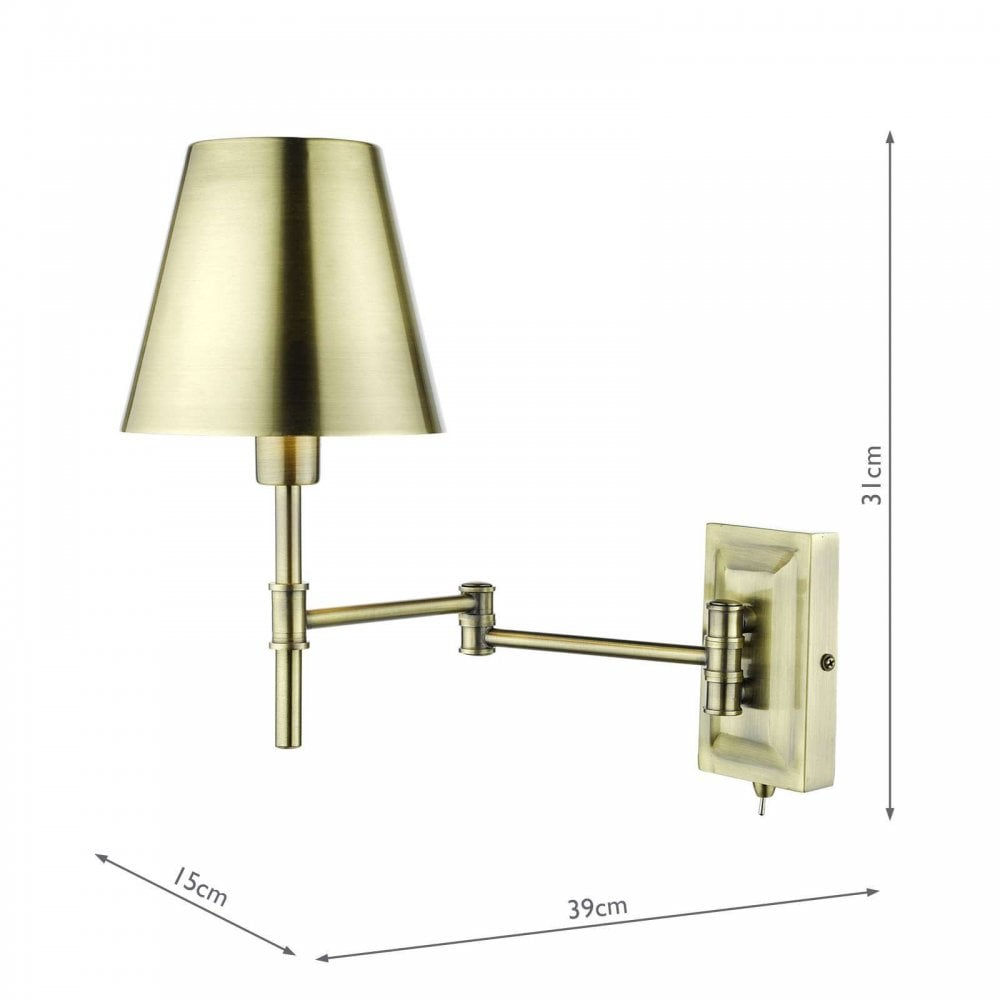 Kensington Antique Brass Swing Arm Wall Light