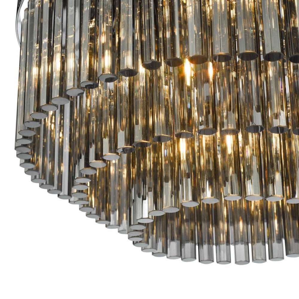 Logan 5 Light Polished Chrome Flush Fitting with Smoked Glass