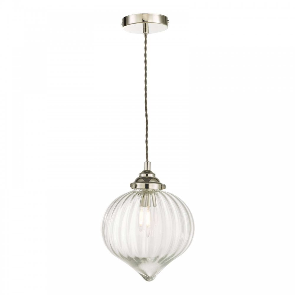 Mya Polished Nickel Pendant with Glass Shade