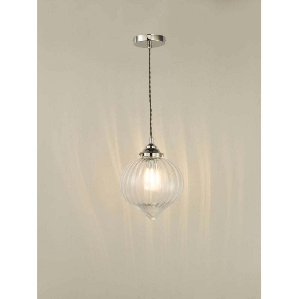 Mya Polished Nickel Pendant with Glass Shade