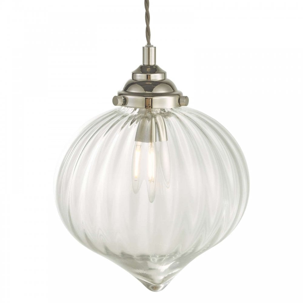Mya Polished Nickel Pendant with Glass Shade