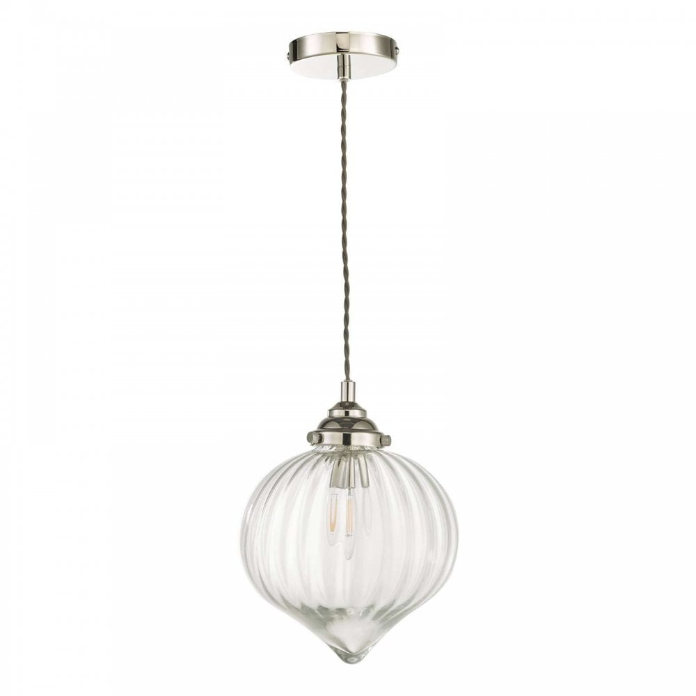 Mya Polished Nickel Pendant with Glass Shade