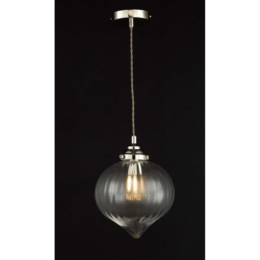 Mya Polished Nickel Pendant with Glass Shade