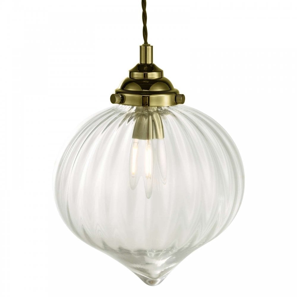 Mya Antique Brass Pendant with Glass Shade