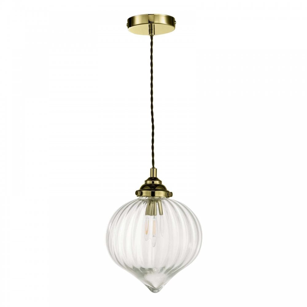 Mya Antique Brass Pendant with Glass Shade