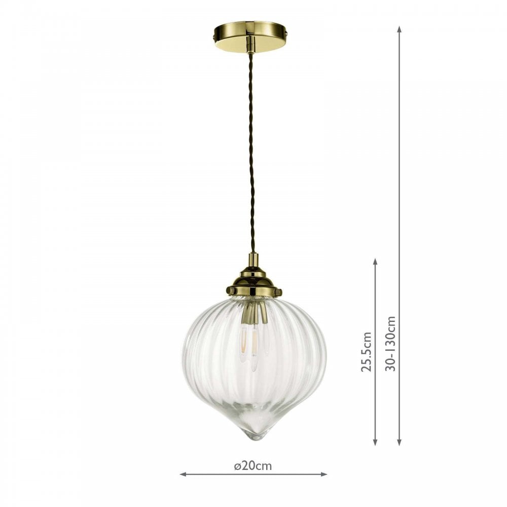 Mya Antique Brass Pendant with Glass Shade