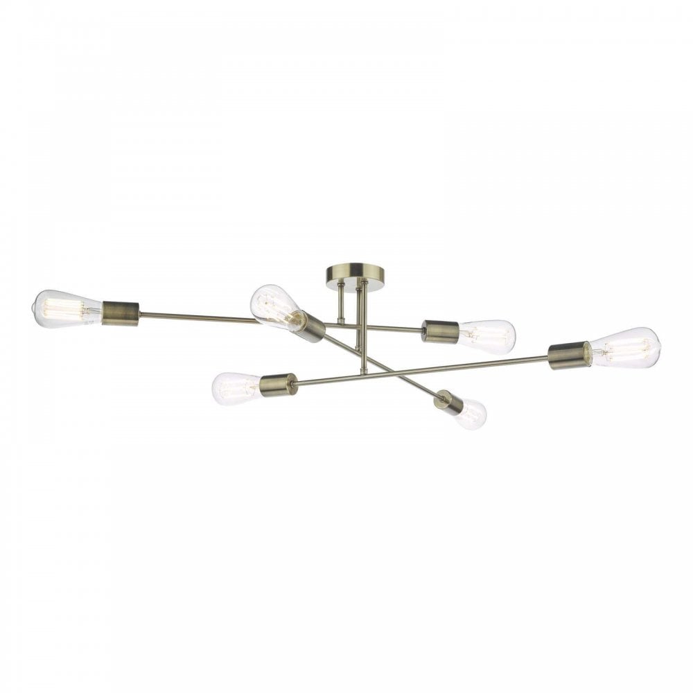 Neve 6 Light Flush Fitting in Antique Brass
