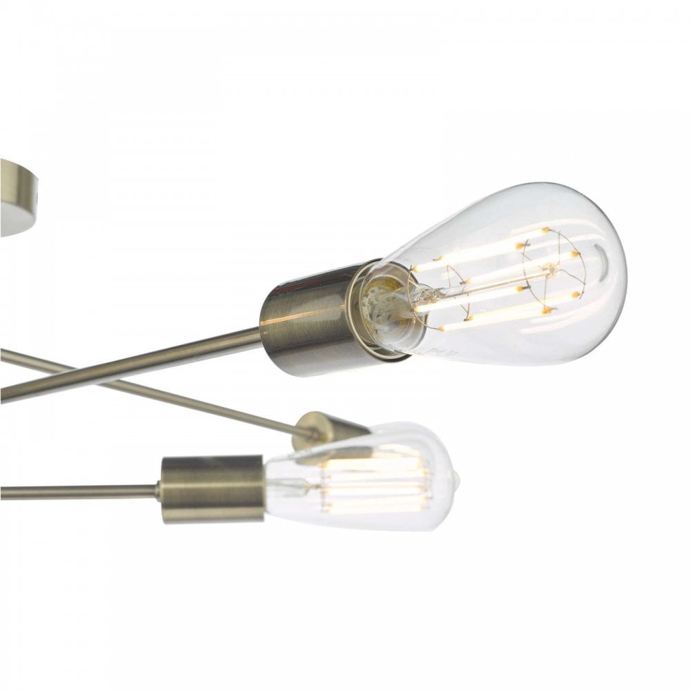 Neve 6 Light Flush Fitting in Antique Brass