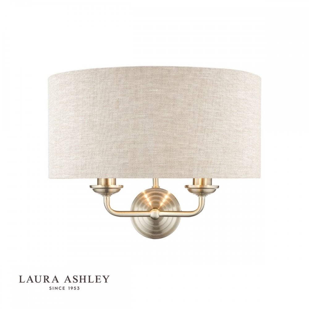 Sorrento Double Wall Light in Brushed Chrome C/W Natural Shade