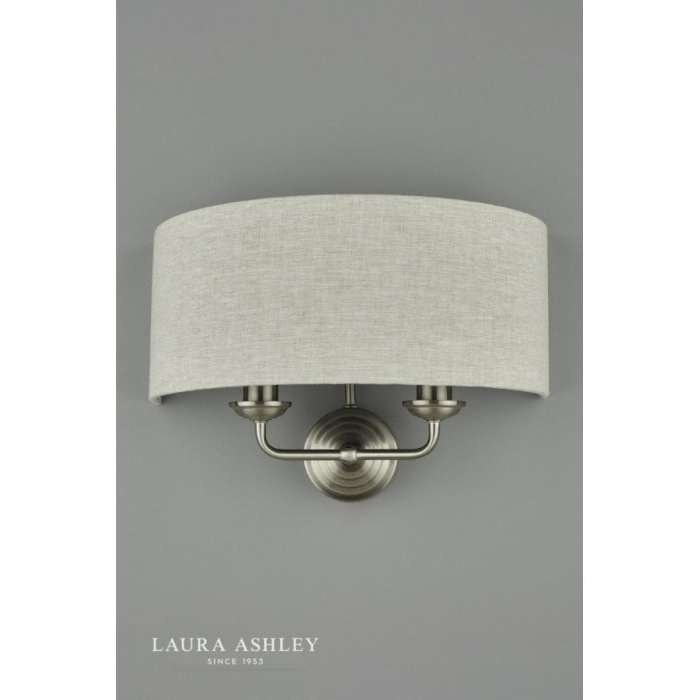 Sorrento Double Wall Light in Brushed Chrome C/W Natural Shade