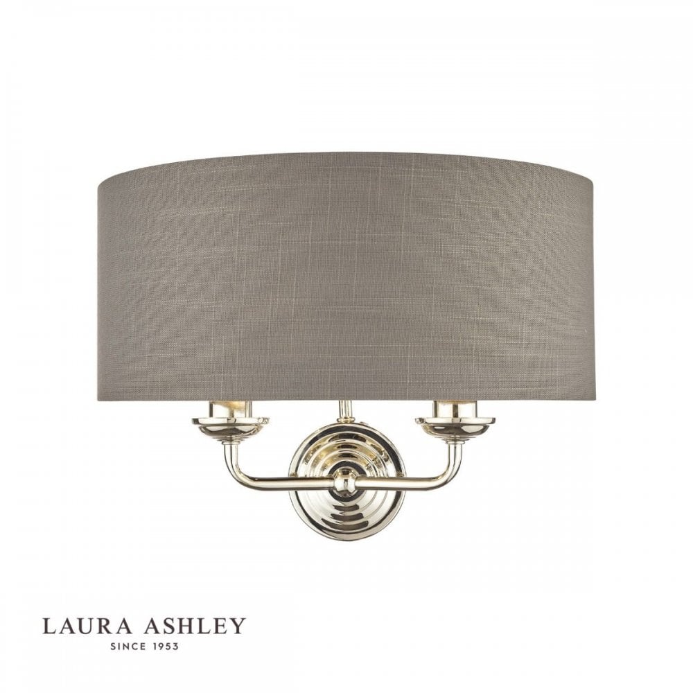 Sorrento Double Wall Light in Polished Nickel C/W Charcoal Shade