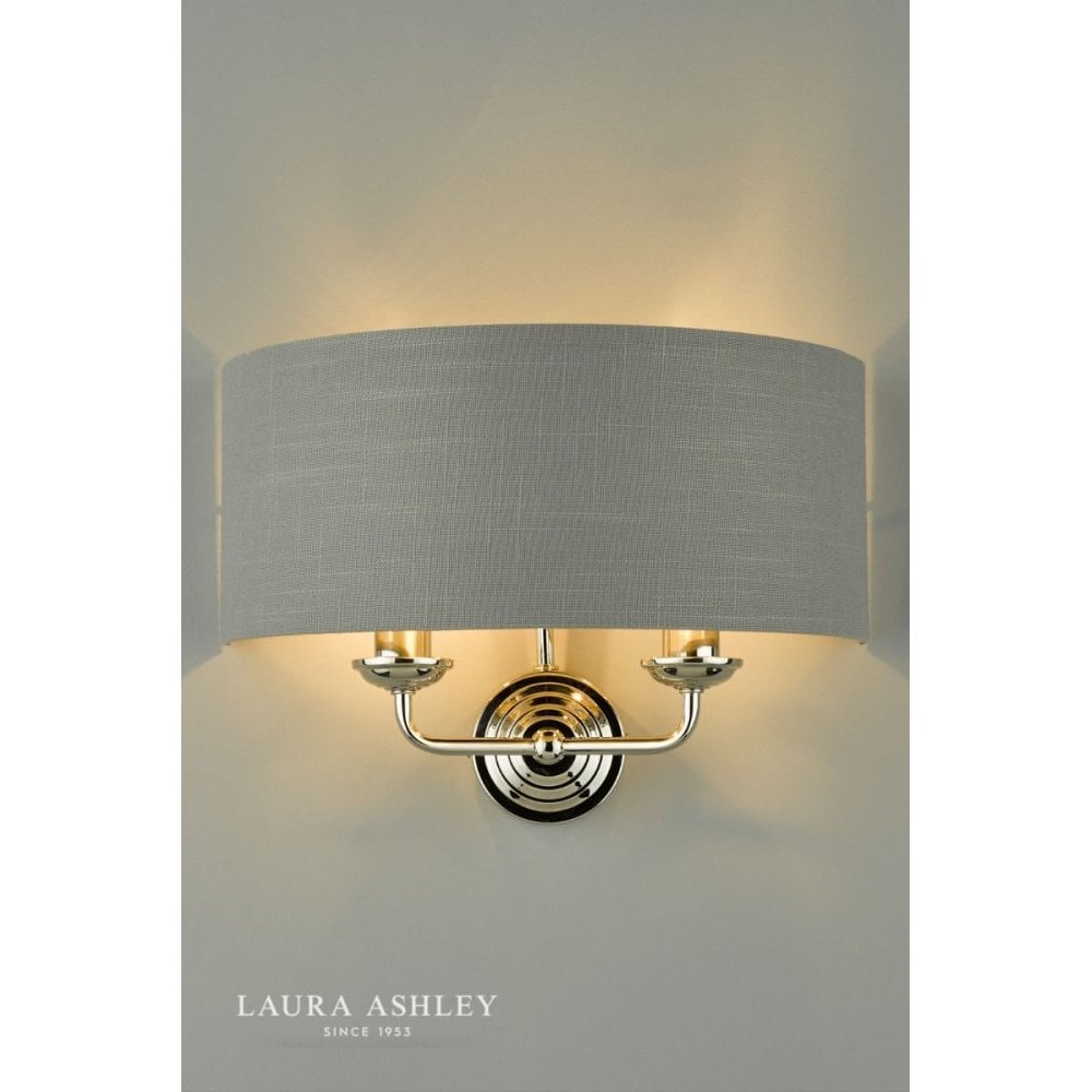 Sorrento Double Wall Light in Polished Nickel C/W Charcoal Shade