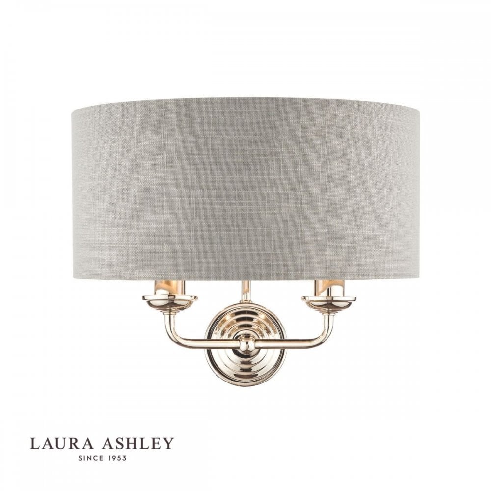 Sorrento Double Wall Light in Polished Nickel C/W Silver Shade